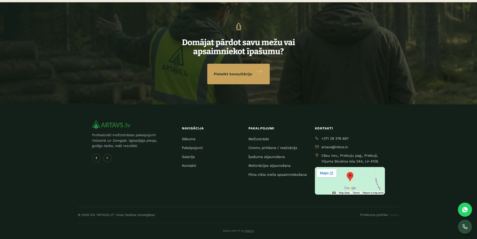 ARTAVS mežizstrādes un meža apsaimniekošanas mājaslapa — ekrānuzņēmums 6
