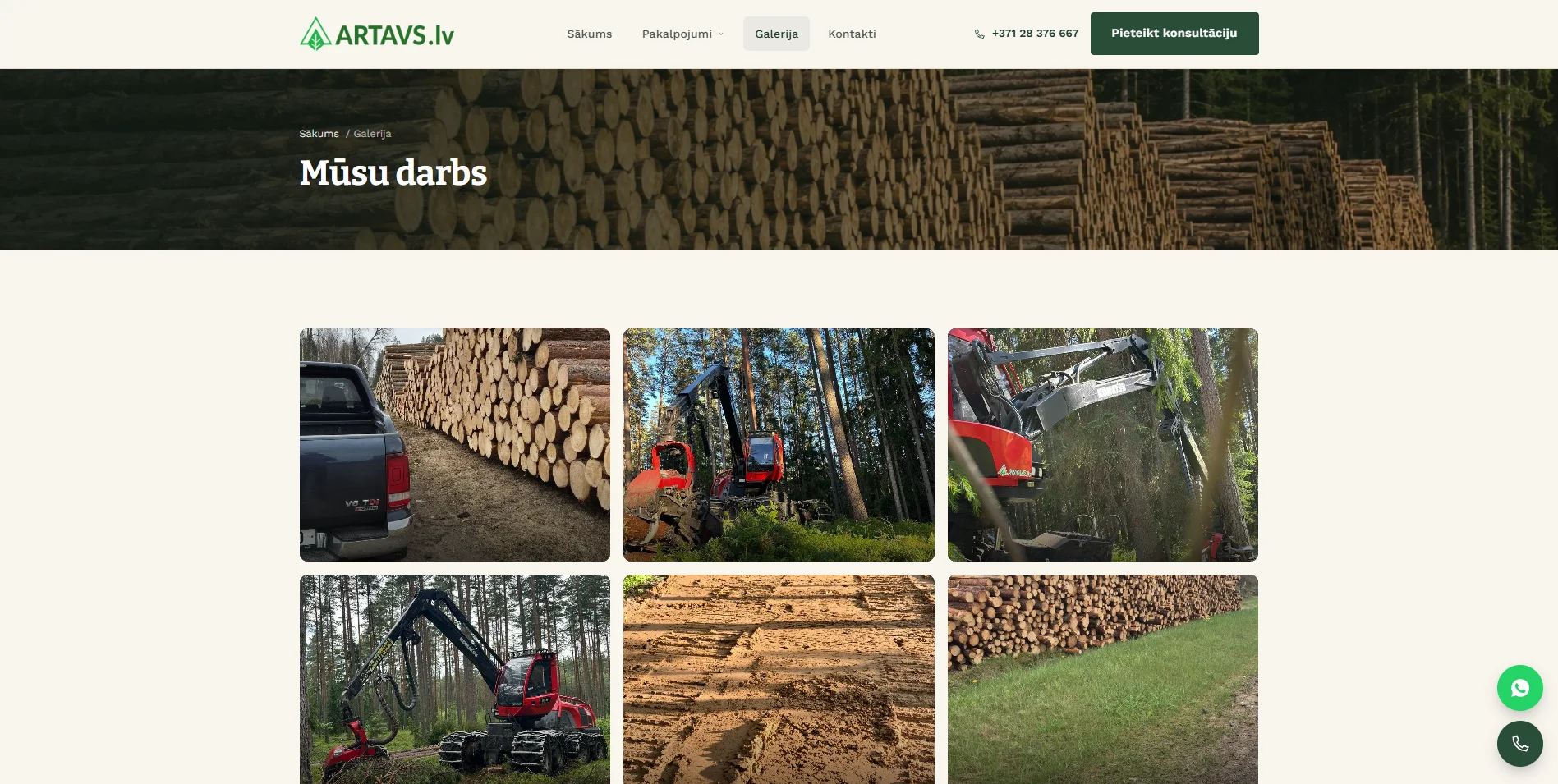 ARTAVS mežizstrādes un meža apsaimniekošanas mājaslapa — ekrānuzņēmums 9